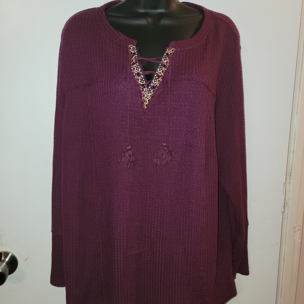 Cute size 3x Style & co burgundy boho top